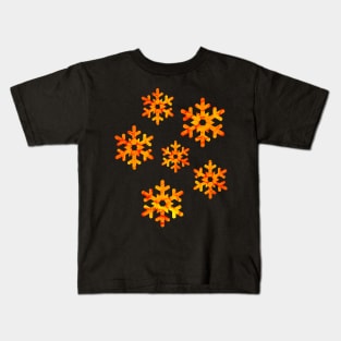 Watercolor Snowflakes (Orange-Yellow) Kids T-Shirt